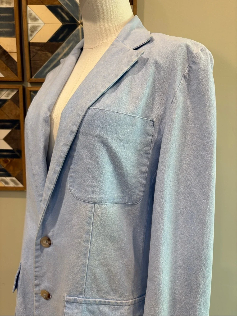 Vintage Ralph Lauren 80s Light Blue Women's Denim Blazer Jacket size Medium - Picture 6 of 15
